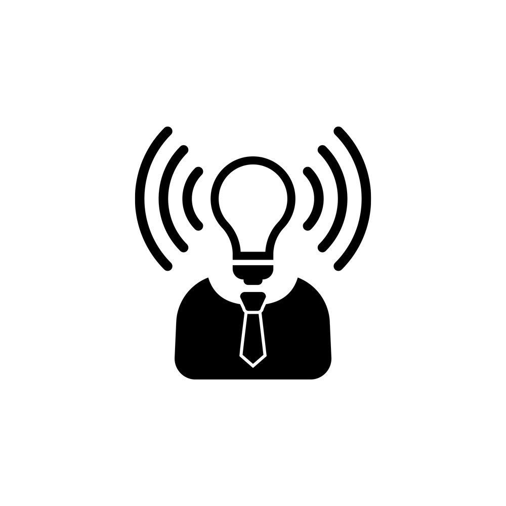icon of a buisness person with a lightbulb as a head