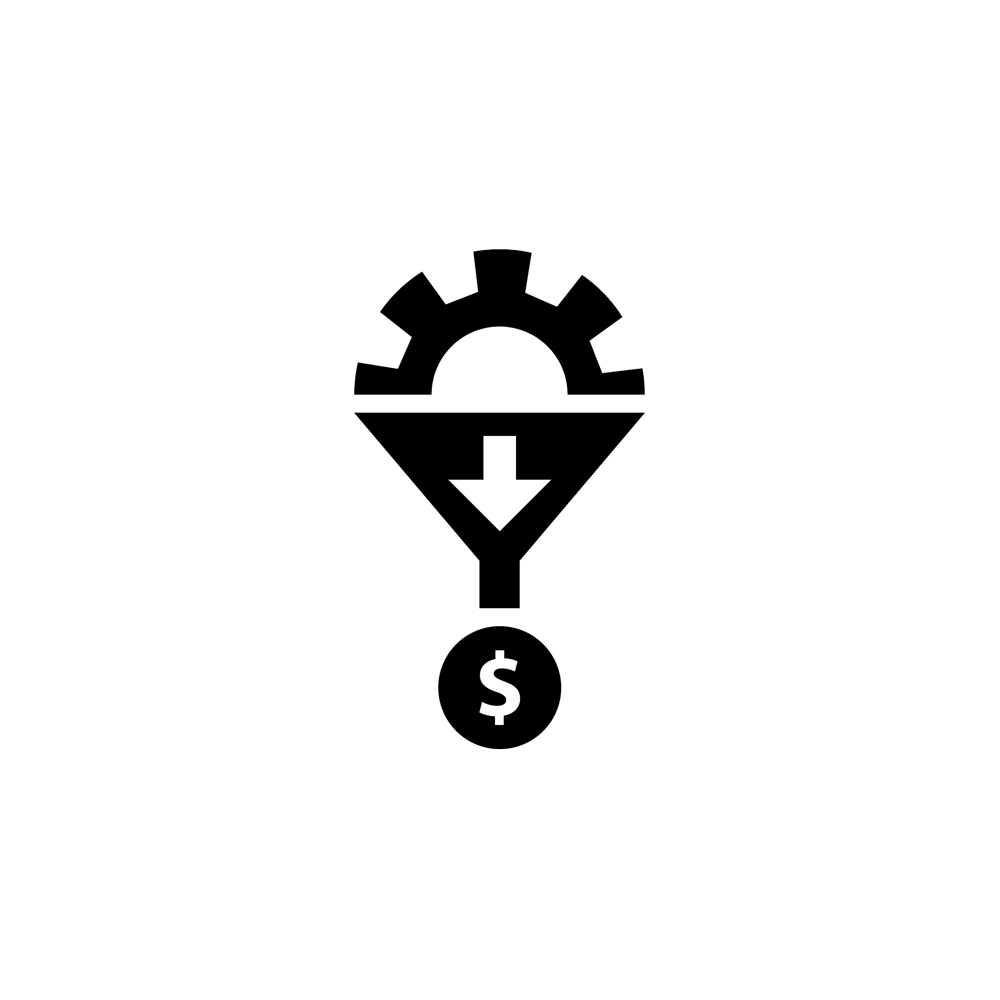 icon of a gear going into dollar signs